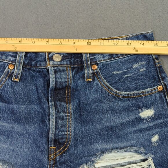 Levi's Jeans Shorts Women's 29 Blue Distressed Denim Button Fly - Picture 4 of 11